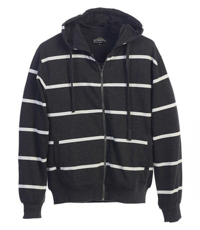 ZH-916 Men's Hoodie solid w/ stripes Metal Zipper